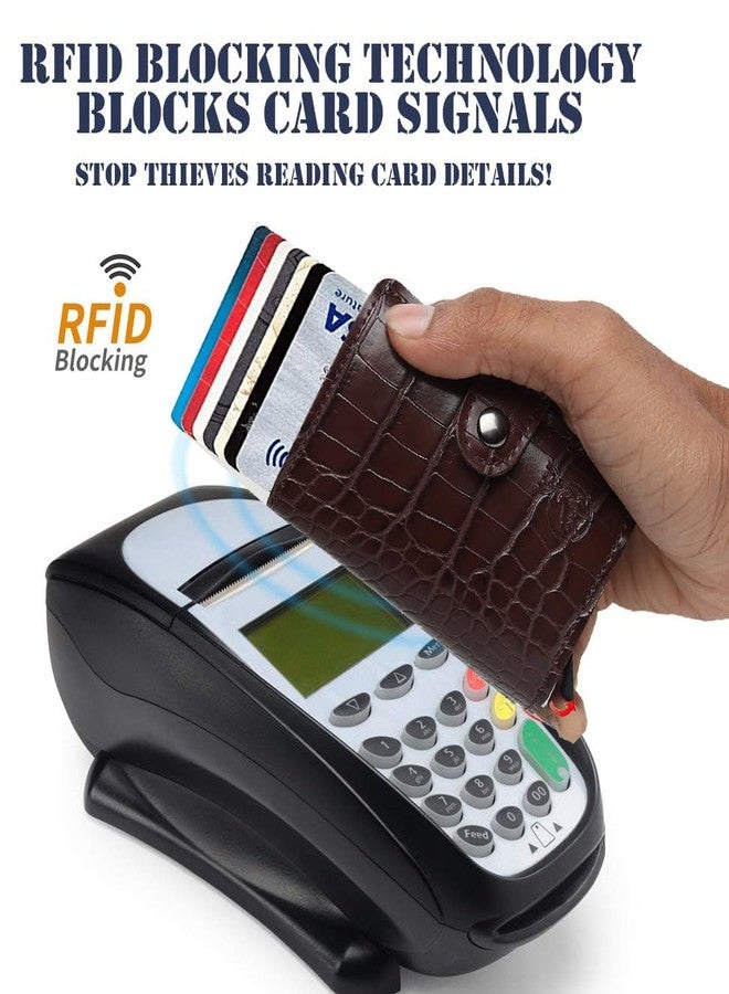 encELade Dark Brown RFID Protector Pu,Aluminum ATM/Credit/Debit 6 Slots 2 Cash Slot Men & Women Card Holder - Image 3